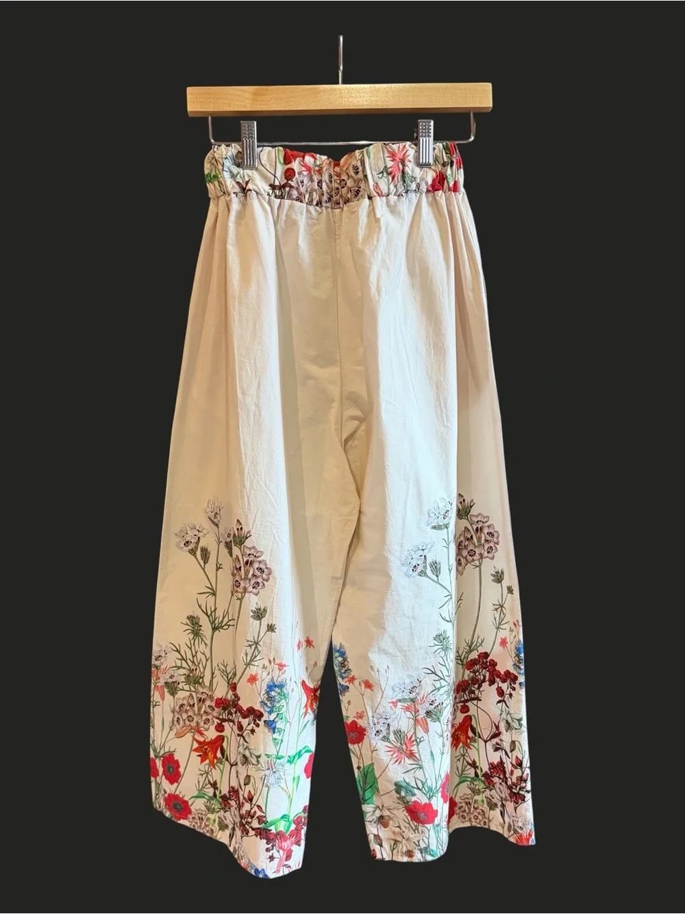 ANGELA MARA Wide Leg Pull on Floral Cotton Pants Italy S - Picture 4 of 15